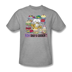 Garfield - Now Dad'S Cooking - Adult Ath. Heather S/S T-Shirt For Men