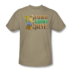 Garfield - Father Grow'S Best - Adult Sand S/S T-Shirt For Men