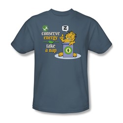 Garfield - Conserve Energy - Adult Slate S/S T-Shirt For Men