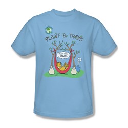 Garfield - Plant A Tree - Adult Lt Blue S/S T-Shirt For Men