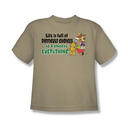 Garfield - Difficult Choices - Big Boys Sand S/S T-Shirt For Boys