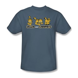 Garfield - Hello And Goodbye - Adult Slate S/S T-Shirt For Boys