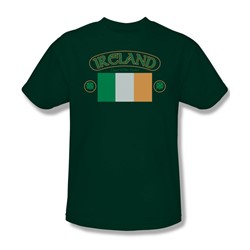 Ireland Flag - Adult Green Ringer S/S T-Shirt For Men