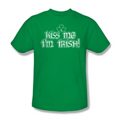 Kiss Me I'M Irish - Adult Green Ringer S/S T-Shirt For Men