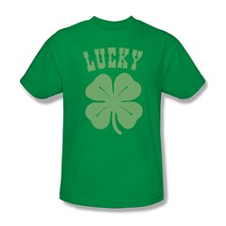 Lucky Shamrock - Adult Green Ringer S/S T-Shirt For Men