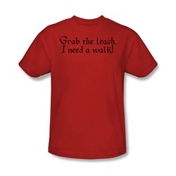 Grab The Leash - Adult Red S/S T-Shirt For Men