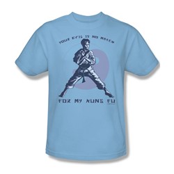 No Match For Kung Fu - Adult Light Blue S/S T-Shirt For Men