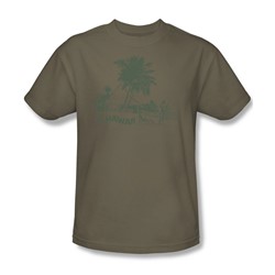 Hawaiian Village - Adult Safari Green S/S T-Shirt For Men