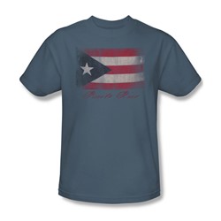 Puerto Rico Flag - Adult Slate S/S T-Shirt For Men