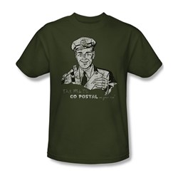 Go Postal - Adult Military Green S/S T-Shirt For Men