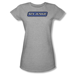 Sex Junkie - Juniors Heather Sheer Cap Sleeve T-Shirt For Women