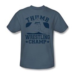 Thumb Wrestling Champ - Adult Slate S/S T-Shirt For Men