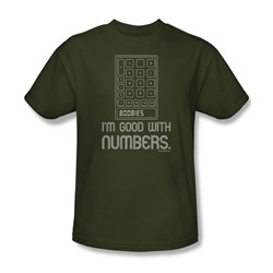 Good With Numbers - Military Green S/S Adult T-Shirt For Men