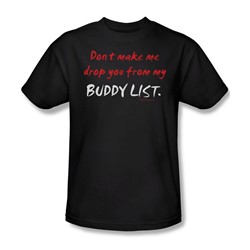 Buddy List - Adult Black S/S T-Shirt For Men