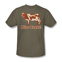 Nice Teats - Adult Khaki S/S T-Shirt For Men