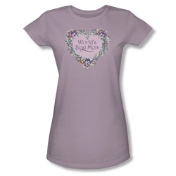 Worlds Best Mom - Juniors Lilac Sheer Cap Sleeve T-Shirt For Women