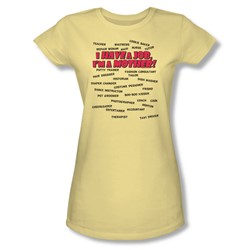 I'M A Mother - Juniors Trans Yellow Sheer Cap Sleeve T-Shirt For Women