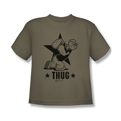 Popeye - Thug - Big Boys Khaki S/S T-Shirt For Boys