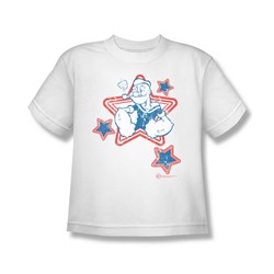 Popeye - Stars - Big Boys White S/S T-Shirt For Boys