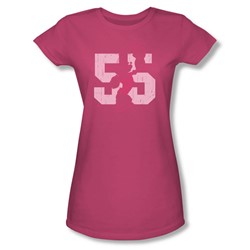 Popeye - 55 - Juniors Hot Pink Sheer Cap Sleeve T-Shirt For Women