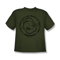 Popeye - I Yam - Big Boys Spinach Green S/S T-Shirt For Boys