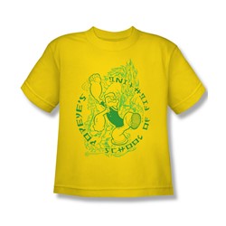 Popeye - Popeye'S Fightin' School - Big Boys Yellow S/S T-Shirt For Boys