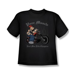 Popeye - Pure Muscle - Big Boys Black S/S T-Shirt For Boys