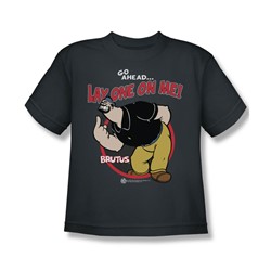 Popeye - Lay One On Me - Big Boys Charcoal S/S T-Shirt For Boys