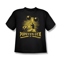 Popeye - Popeyes Gym - Big Boys Black S/S T-Shirt For Boys