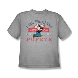 Popeye - I Yam What I Yam - Big Boys Charcoal S/S T-Shirt For Boys