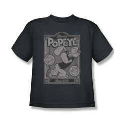 Popeye - Classic Popeye - Big Boys Charcoal S/S T-Shirt For Boys