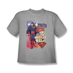 Superman - Truth Justice - Big Boys Athletic Heather S/S T-Shirt For Boys