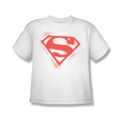 Superman - Spray Paint Shield - Big Boys White S/S T-Shirt -  For Boys