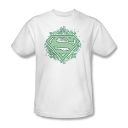 Superman - Ornate Shield - Adult White S/S T-Shirt For Men