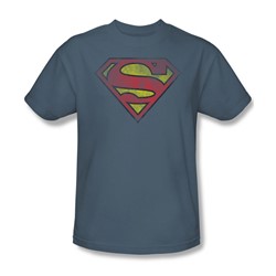 Superman - Inside Shield - Adult Slate S/S T-Shirt For Men