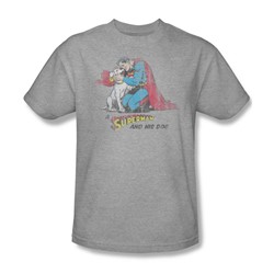 Superman - And His Dog - Adult Heather S/S T-Shirt For Men