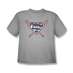 Superman - Crossed Bats - Big Boys Heather S/S T-Shirt For Boys