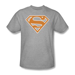 Superman - Burnt Orange&White Shield - Adult Heather S/S Te For Men