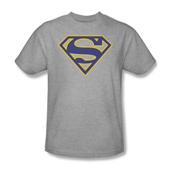 Superman - Maize & Blue Shield - Adult Heather S/S T-Shirt For Men