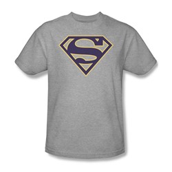 Superman - Navy & Gold Shield - Adult Heather S/S T-Shirt For Men