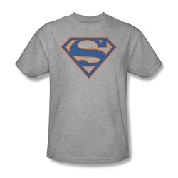 Superman - Blue & Orange Shield - Adult Heather S/S T-Shirt For Men