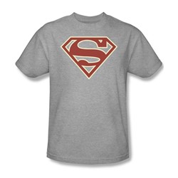 Superman - Crimson & Cream Shield - Adult Cardinal S/S T-Shirt For Men