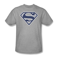 Superman - Navy & White Shield - Adult Heather S/S T-Shirt For Men