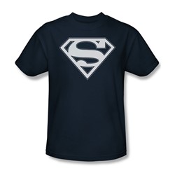 Superman - Navy & White Shield - Adult Navy S/S T-Shirt For Men
