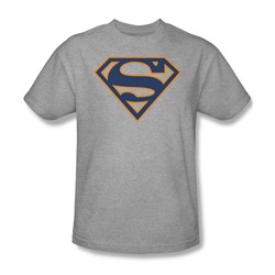 Superman - Navy & Orange Shield - Adult Heather S/S T-Shirt For Men
