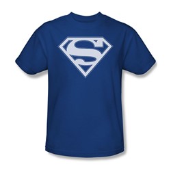 Superman - Blue & White Shield - Adult Royal Blue S/S T-Shirt For Men