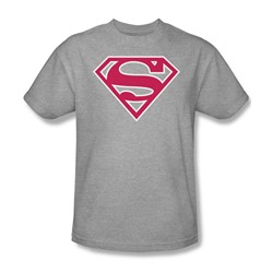 Superman - Red & White Shield - Adult Heather S/S T-Shirt For Men