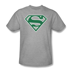 Superman - Green & White Shield - Adult Heather S/S T-Shirt For Men
