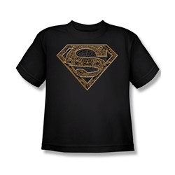 Superman - Aztec Shield - Big Boys Black S/S T-Shirt For Boys
