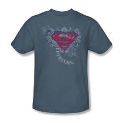 Superman - Star And Chains - Adult Slate S/S T-Shirt For Men